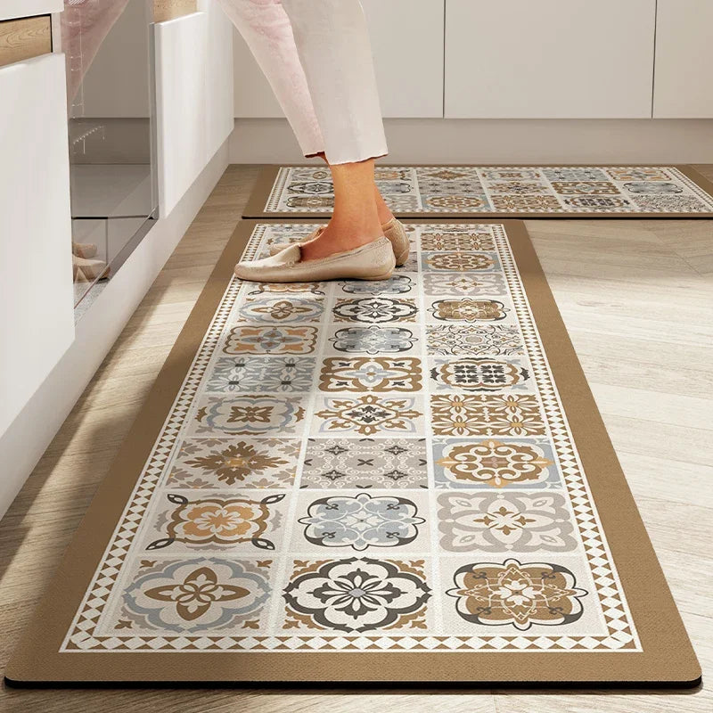 VIKAMA American Retro Kitchen Floor Mat Diatomaceous Mud Absorbent Wipe Bathroom Non-Slip Waterproof Carpet Home Decoration