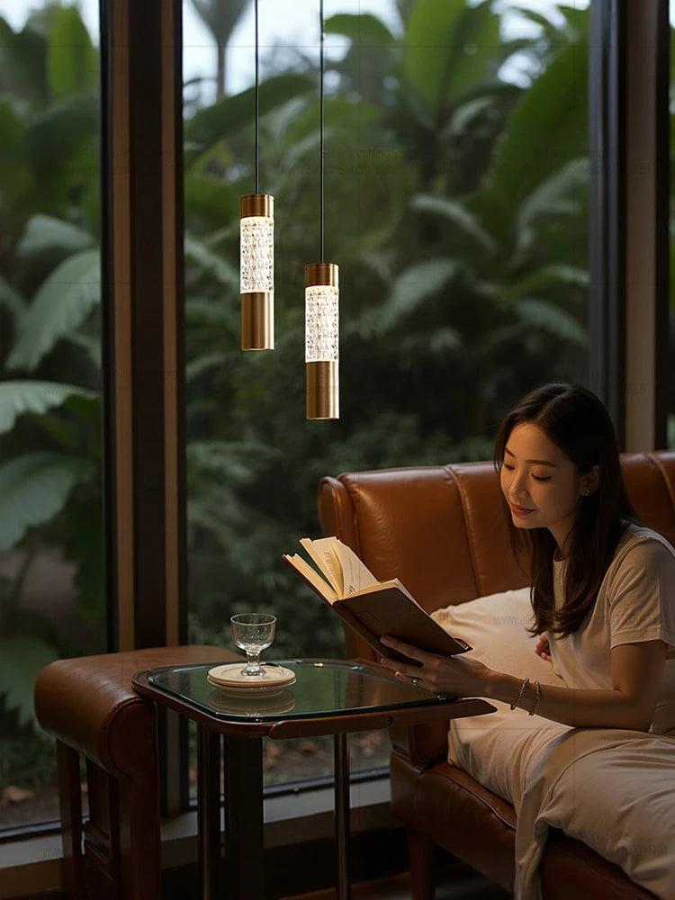 Modern Luxury Gilding Cylindrical Chandelier Villa Living Room Ceiling Light Hanging Duplex Stair Pendent Lamp Home Decoration