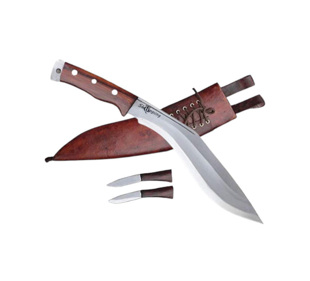 QT S Afghan 11" Kukri Knife Authentic Hand-Hammered Historical Gurkha Carbon Steel Kukri/Khukuri With Sheath 2 Small Knives Handmade In Nepal