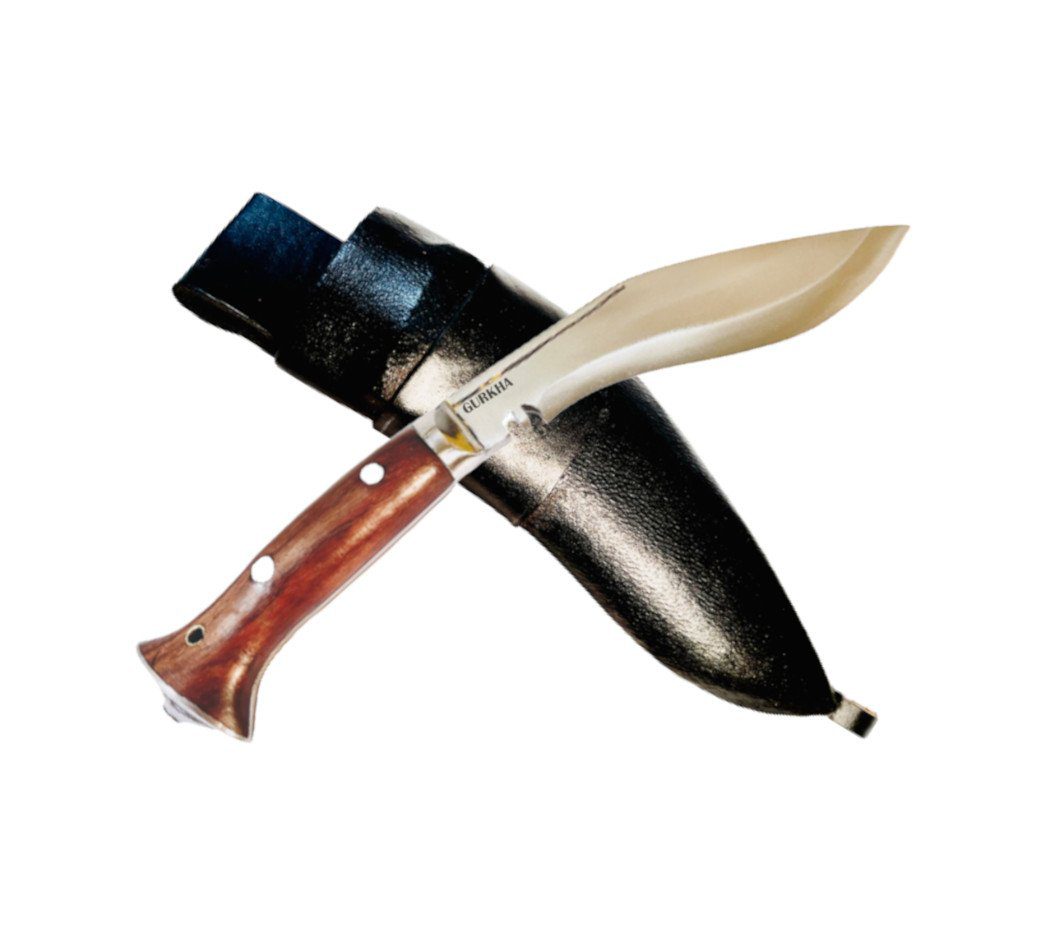 Gurkha Authentic World War II Hand-Hammered Kukri Knife 5.5" Fixed Blade Historical Mini Panawal Overall 10" Khukuri Kukri Knives & Leather Sheath - Hand Forged In Nepal