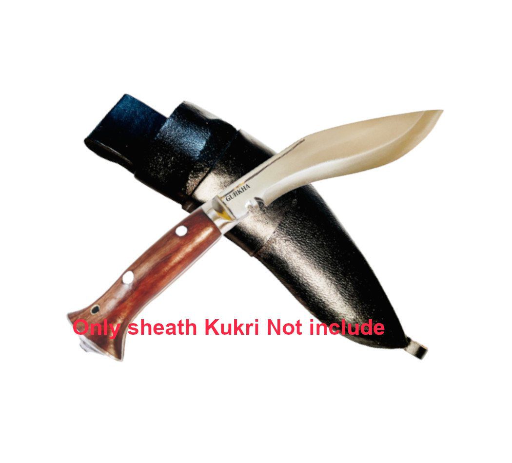 Gurkha Authentic World War II Hand-Hammered Kukri Knife 5.5" Fixed Blade Historical Mini Panawal Overall 10" Khukuri Kukri Knives & Leather Sheath - Hand Forged In Nepal (Only Sheath)