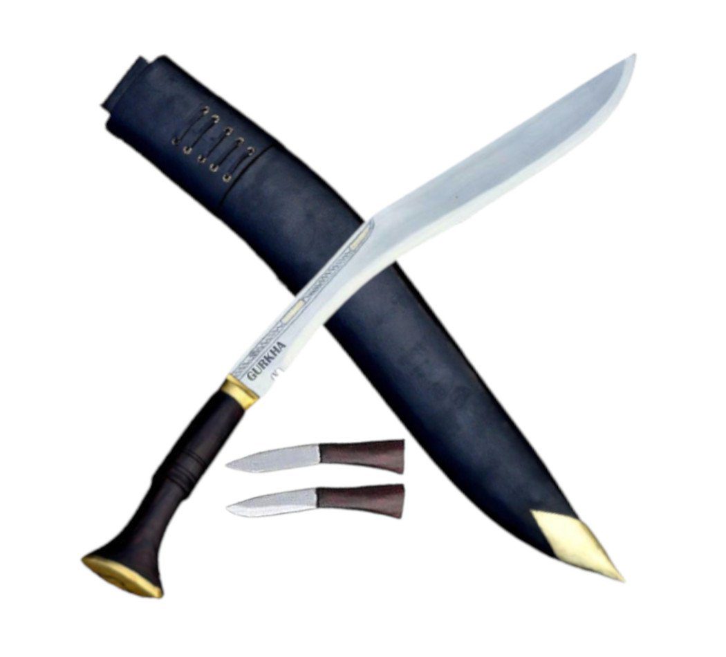 Gurkha Hand-Hammered Sirupate Kukri Knife 29 Inch X-Large Khukuri Plus 24" Solid Wooden Stand, Leather Sheath, 2 Small Knives - Handmade in Nepal - Image 2
