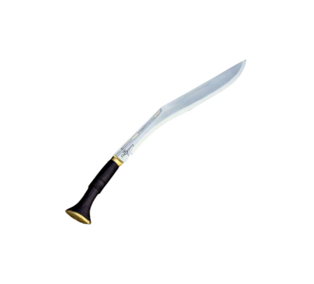 QT S Gurkha Sirupate Kukri Knife 17 Inch Fixed Blade Hand-Hammered Khukuri With 21" Solid Wooden Stand, Leather Sheath, 2 Small Knives Hand-Forged in Nepal - Image 3